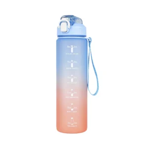 1 Litre Water Bottle with Straw - Gradient Blue