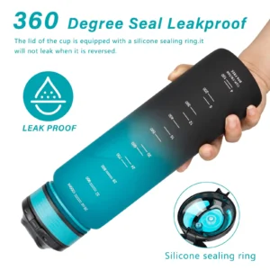 32oz (1 Litre) Water Bottle - Cyan-blue/Black Gradient